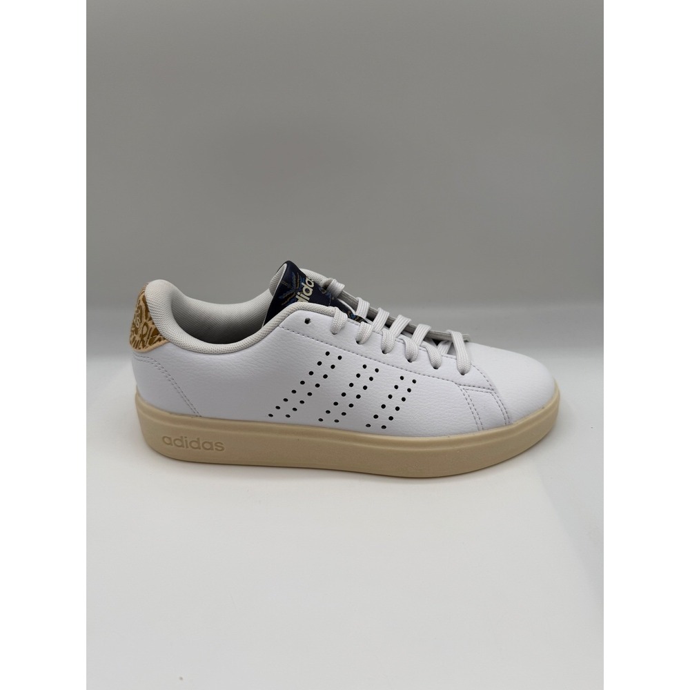 Adidas Advantage 2.0 Sneakers,Womens 6.5,White/Animal Print Accent, IG9182, NIB